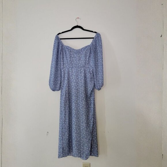 Abercrombie & Fitch Blue Floral Printed Dress XSP - Picture 2 of 6